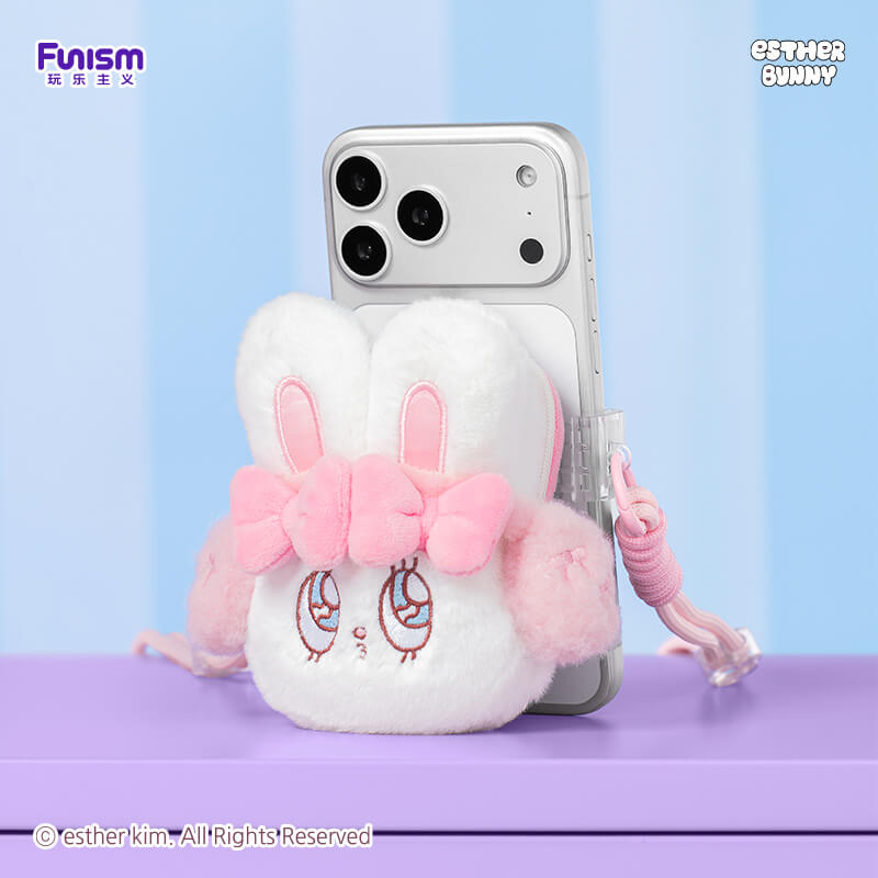 NEW! Esther Bunny Daily Outings Series Plush Phone Clip: Cream